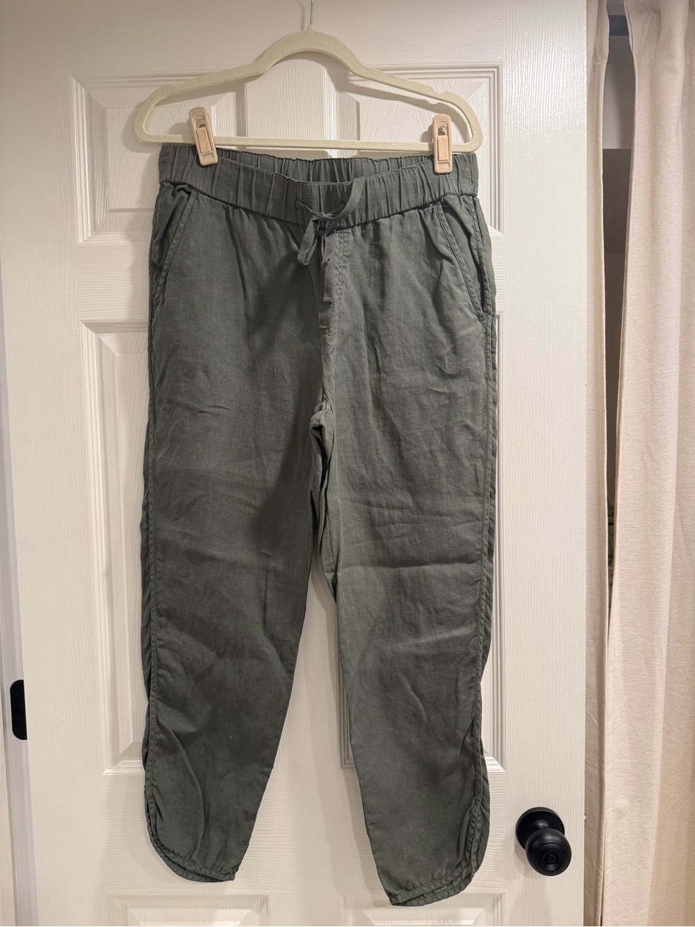 Caslon Tulip Hem Linen Pants (Green)